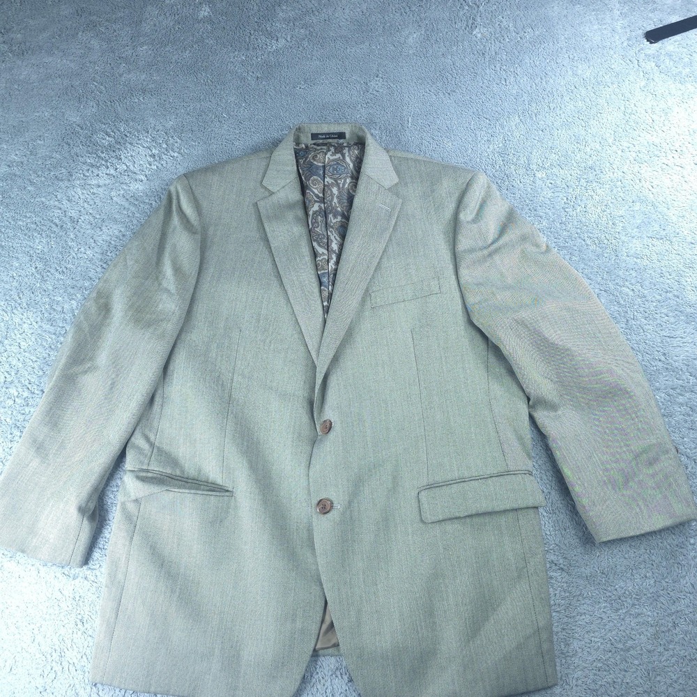 Vintage Lauren Ralph Lauren Jacket Mens 46 Gray 2 Button Paisley Lined Blazer